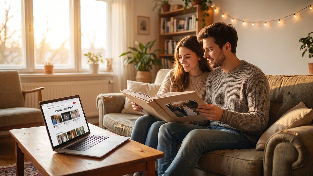 Editorial photograph representing: no budget for a videographer? is ai wedding video worth trying?