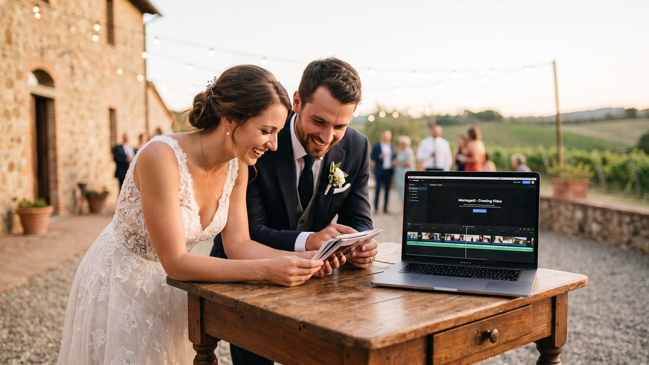 Editorial photograph representing: how ai turns wedding photos into cinematic videos