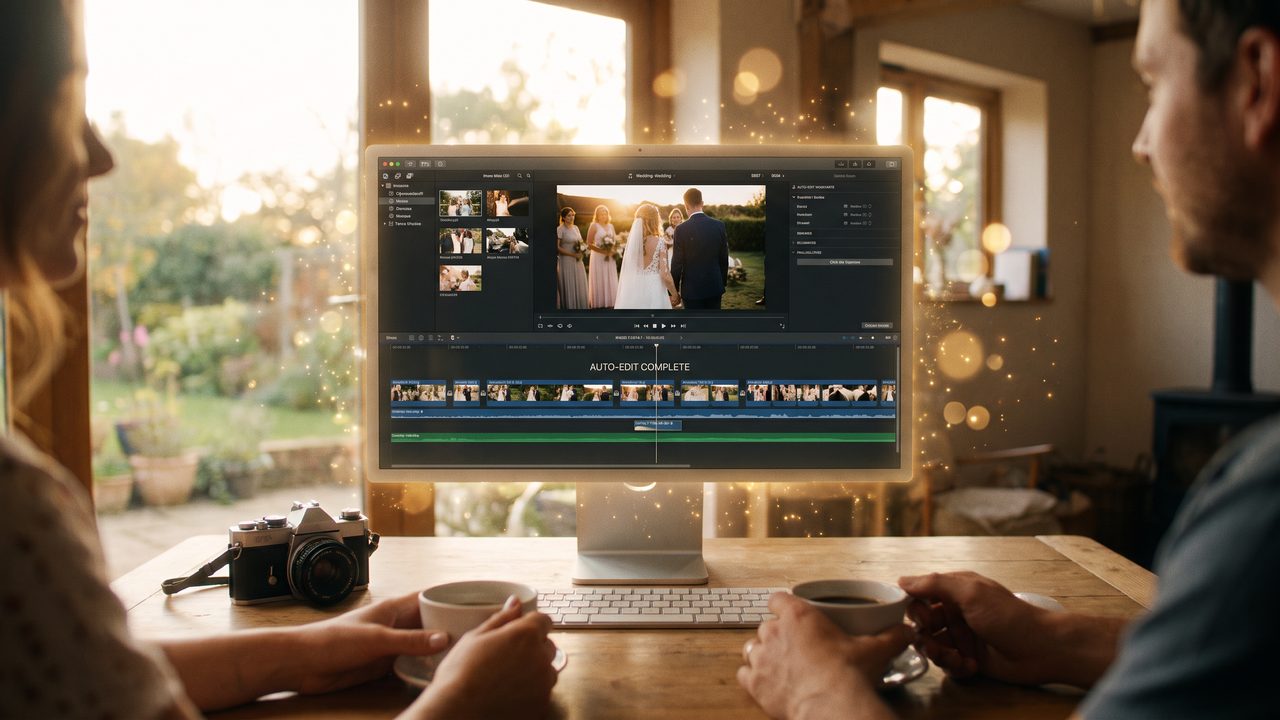 Editorial photograph representing: too much wedding footage? ai automatic editing guide (2026)