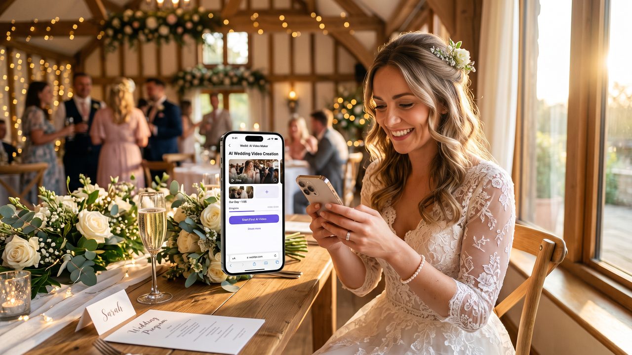 Editorial photograph representing: make your first ai wedding video in 5 minutes: a complete beginner's guide