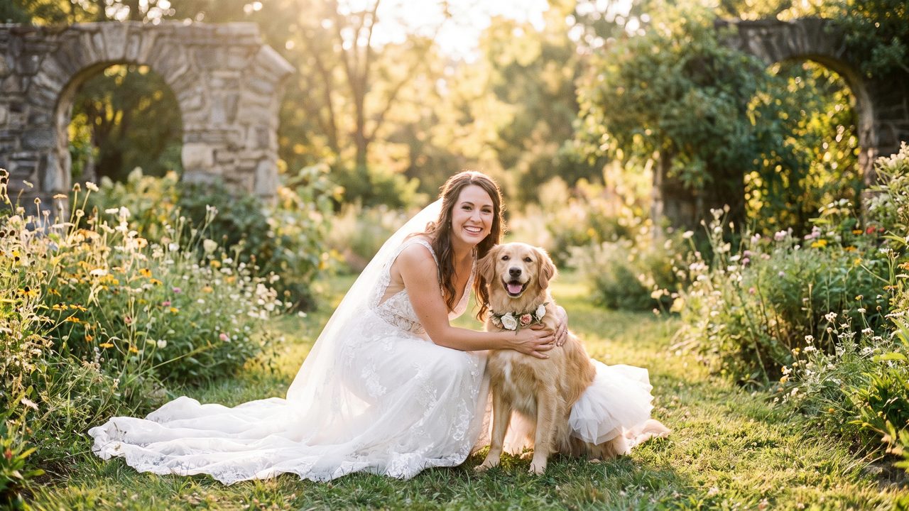 Editorial photograph representing: how to include your pet in your wedding video (even if they weren't there)