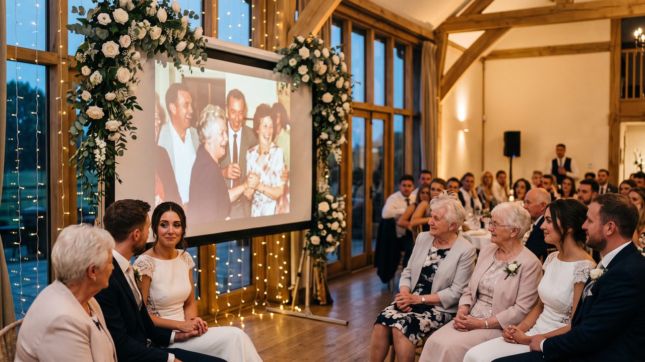 Visual illustrating: what is a wedding family tribute video?