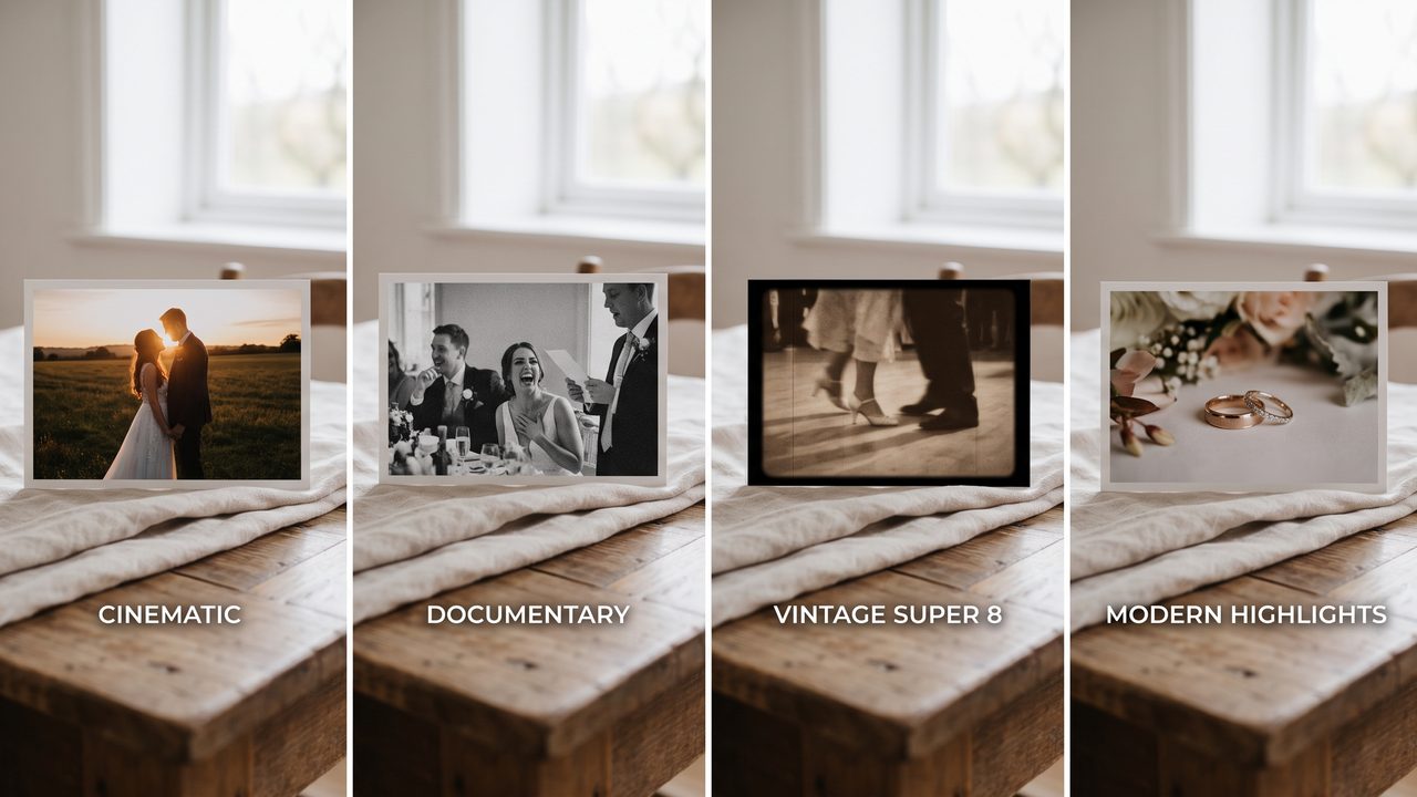 Visual illustrating: top wedding video styles trending on pinterest