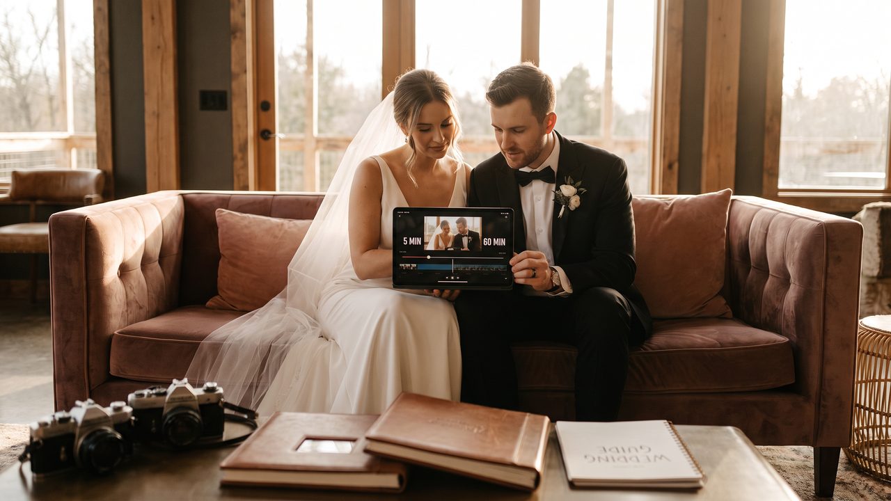 Visual illustrating: the different types of wedding videos