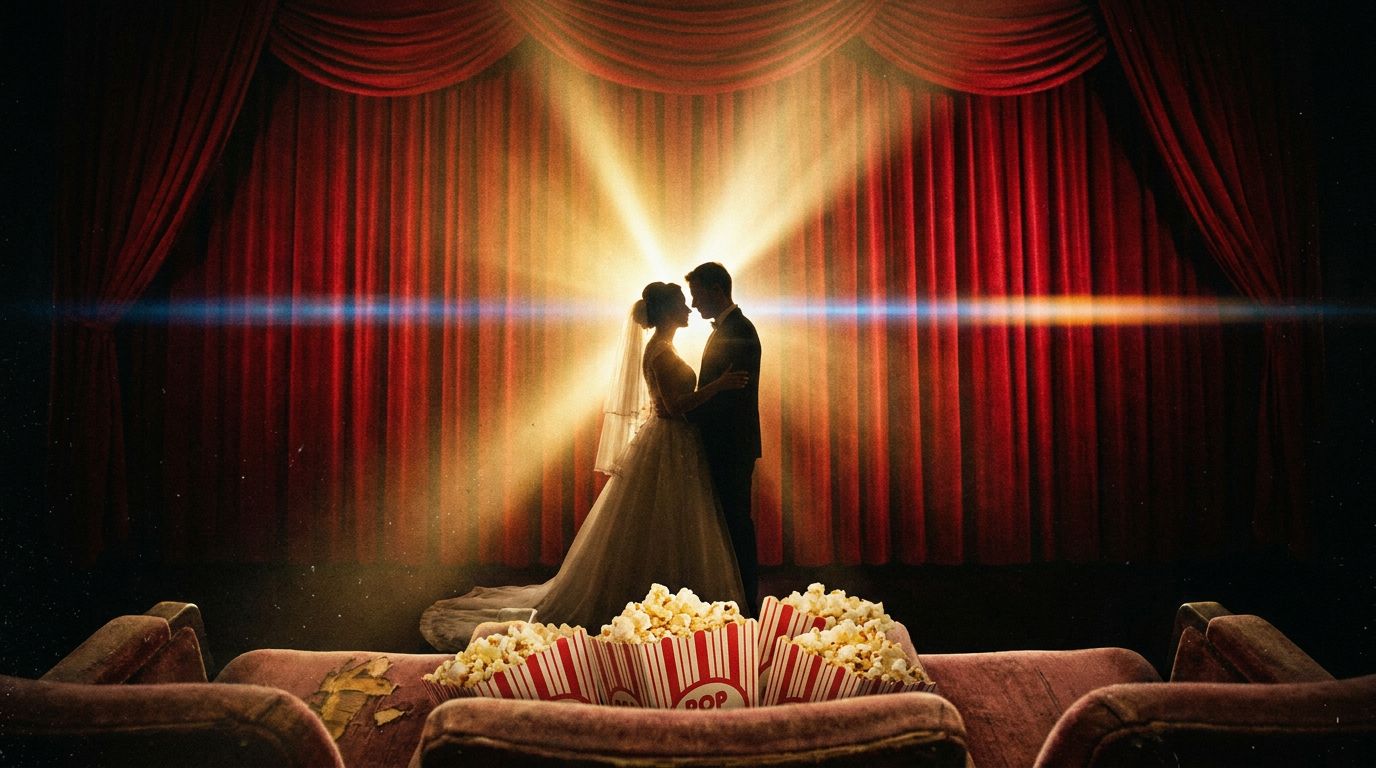 Hollywood premiere style wedding trailer moment