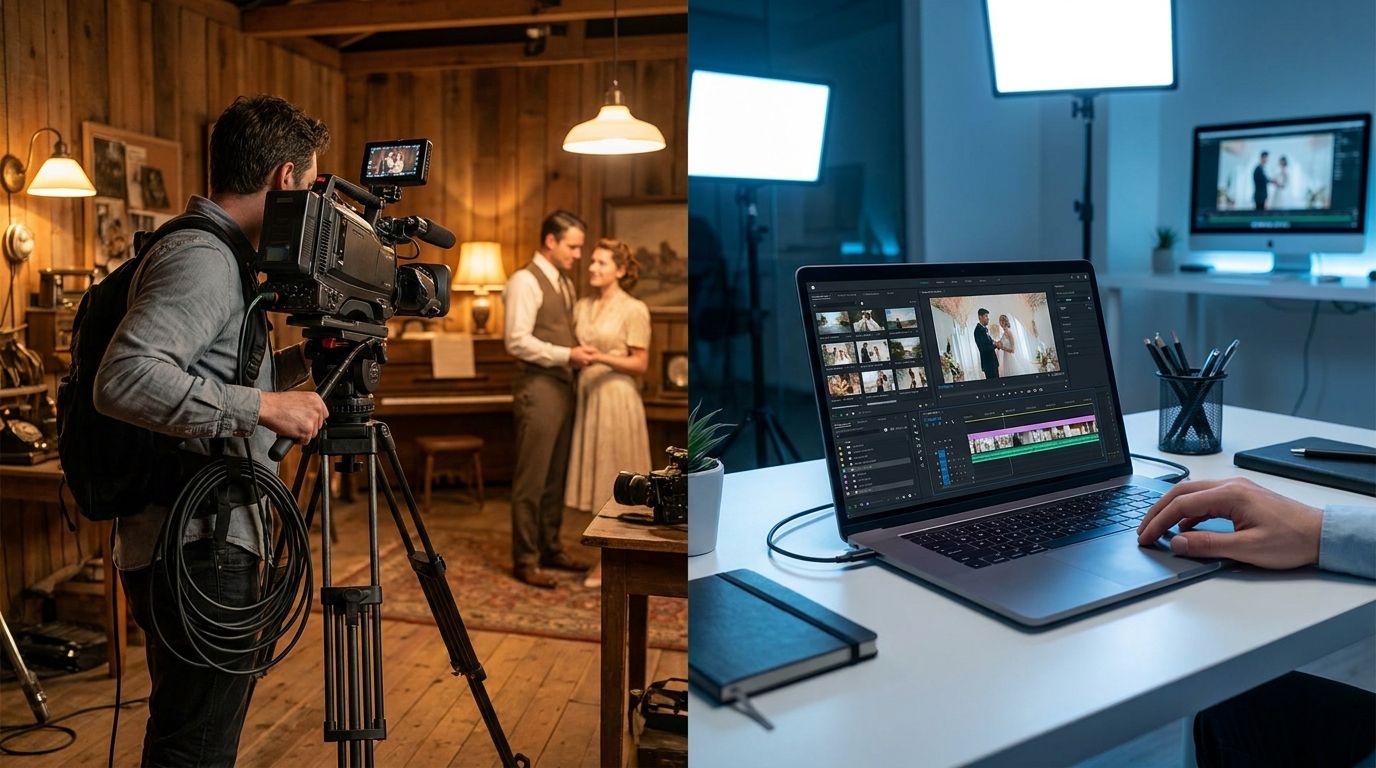 Traditional videography vs AI wedding film comparison