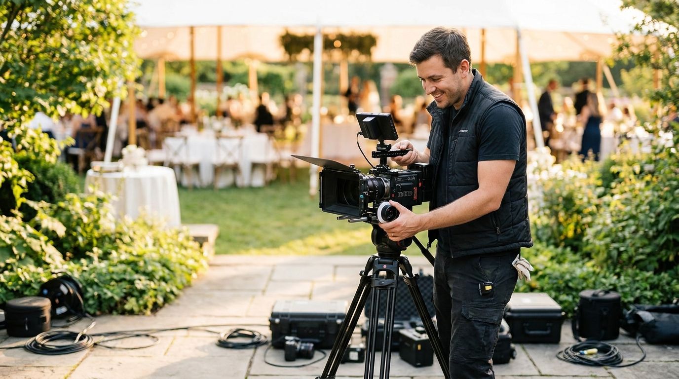 Professional videographer with cinema camera
