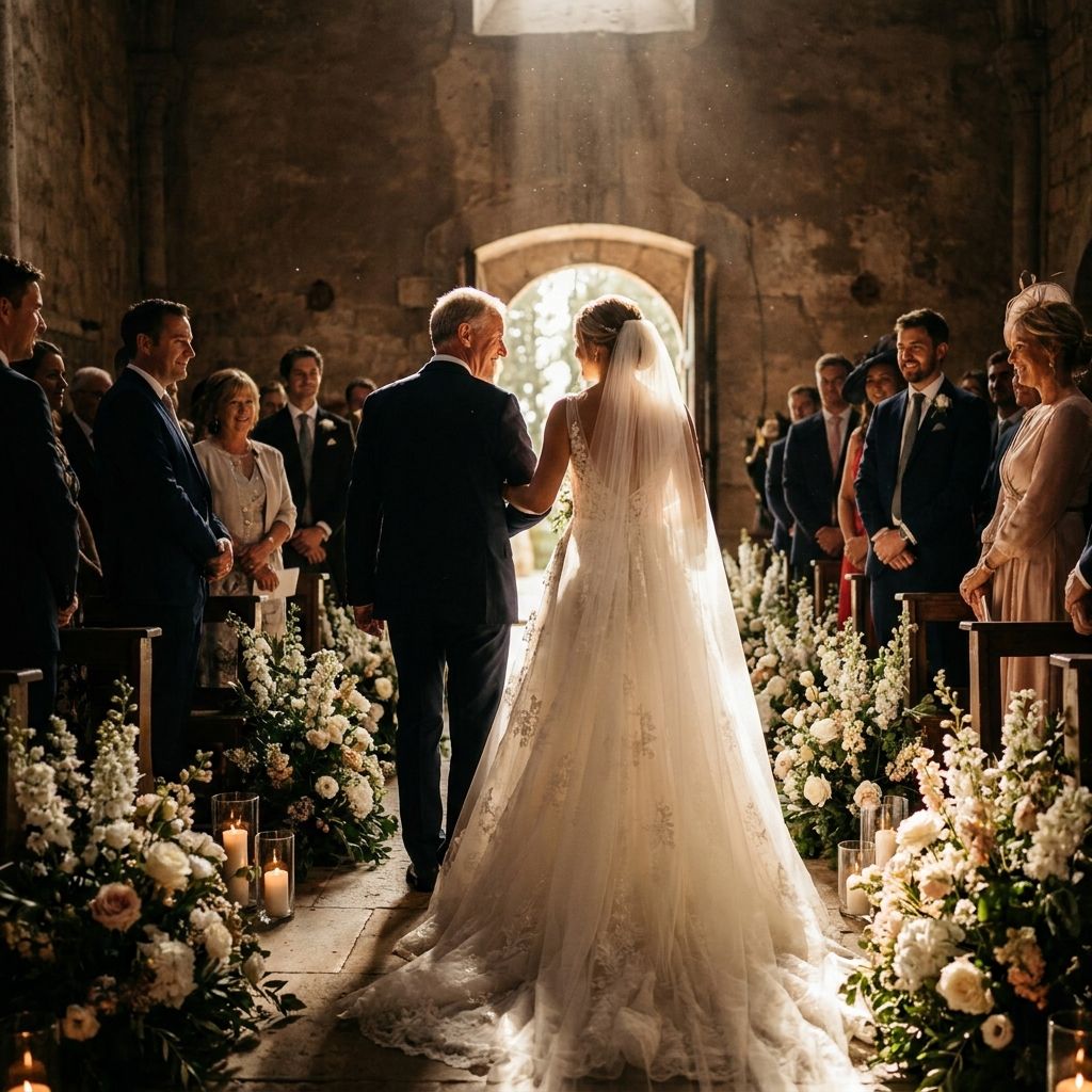 Bride walking down the aisle