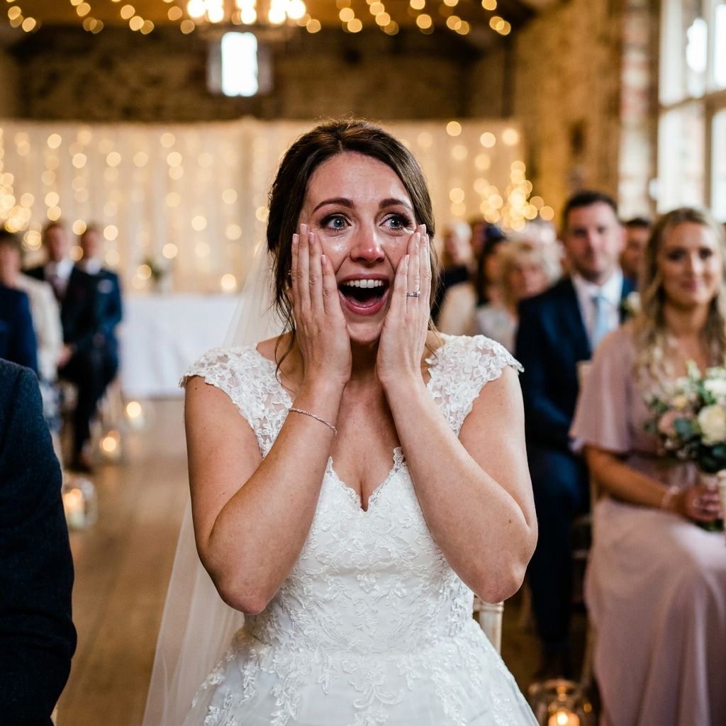 Bride emotional reaction to vows