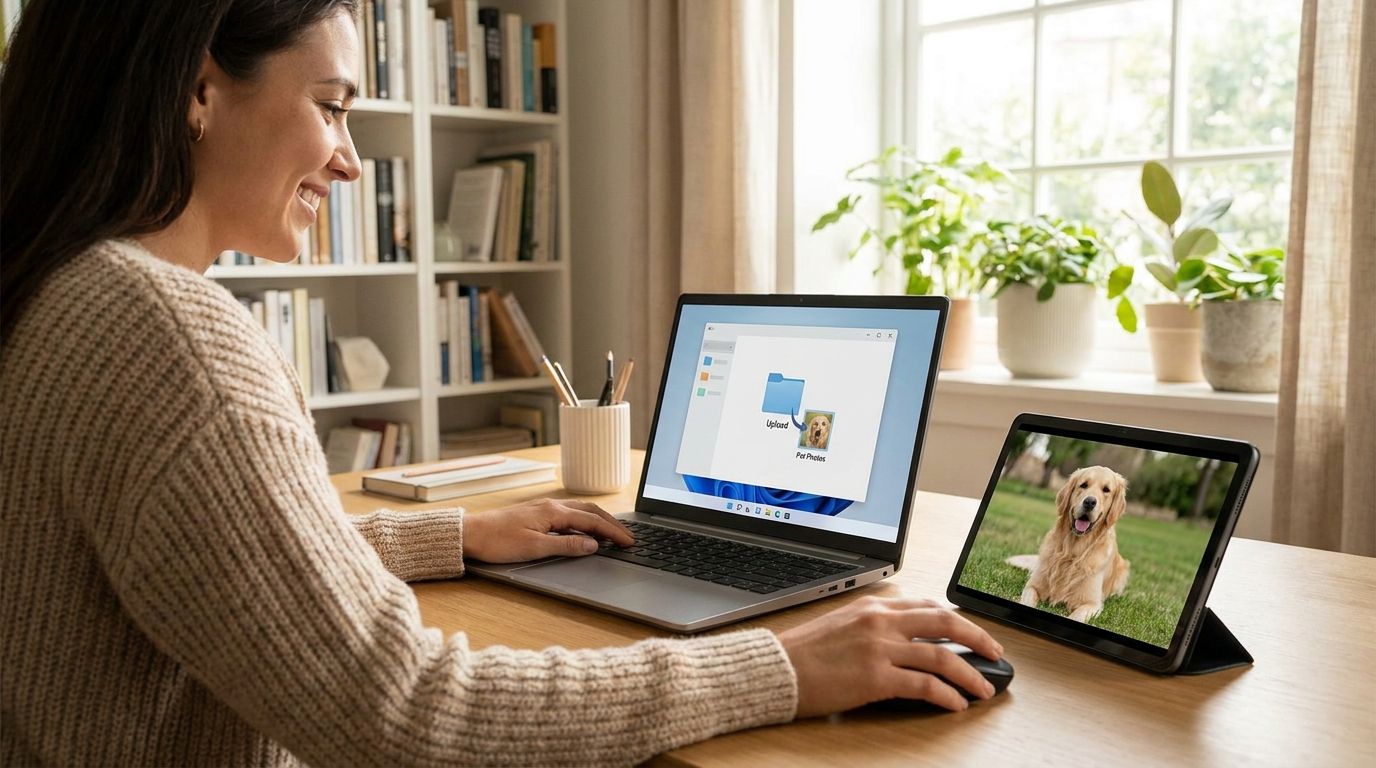 Uploading pet photos to laptop