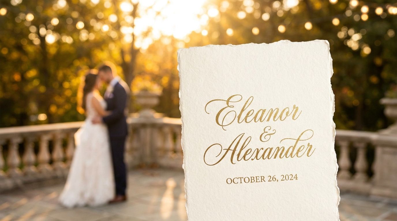 Elegant wedding title card with typography